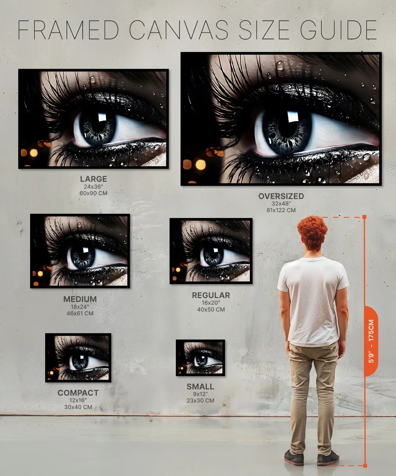 Size Chart Framed Canvas Eyes photography