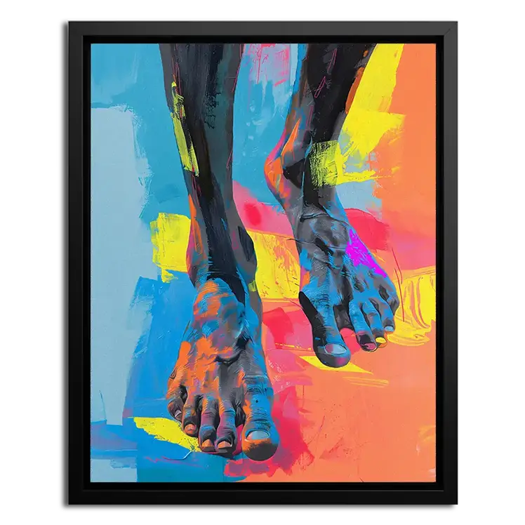 Framed Canvas of colorful feet