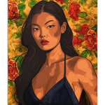 Poster of asian women with flowers