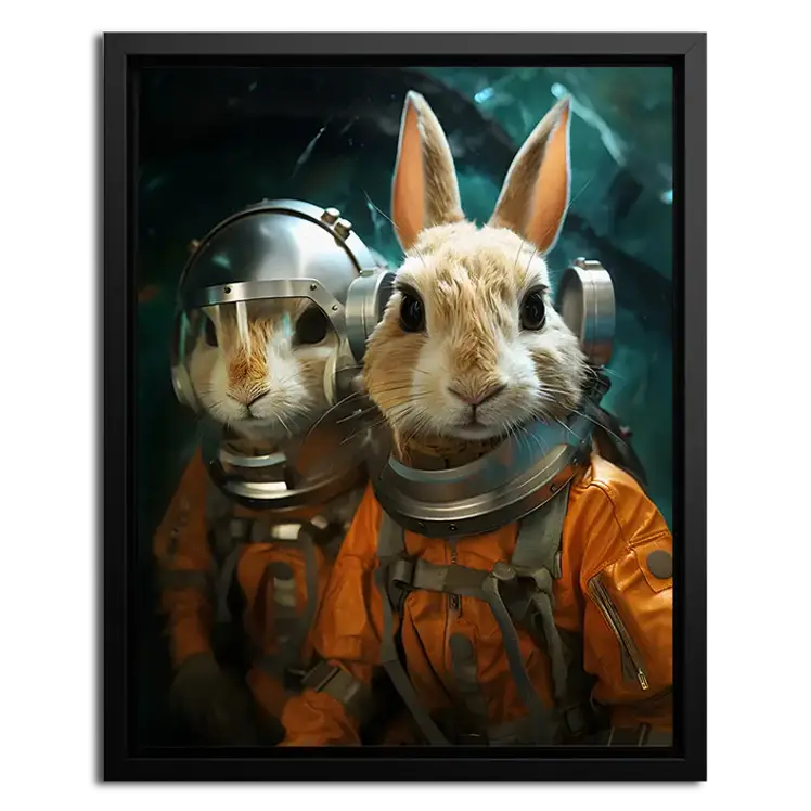 Framed Canvas of Bunny Astronaut