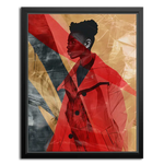 cool painting of a woman in a red coat