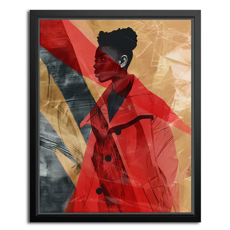 cool painting of a woman in a red coat