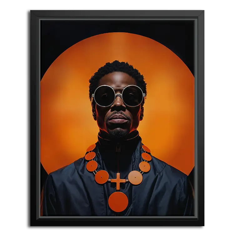 cool painting of a man in a orange glow