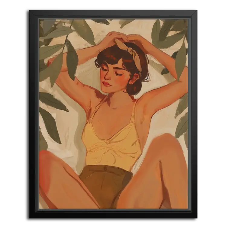 Framed Canvas Mockup of Girl under tree Print