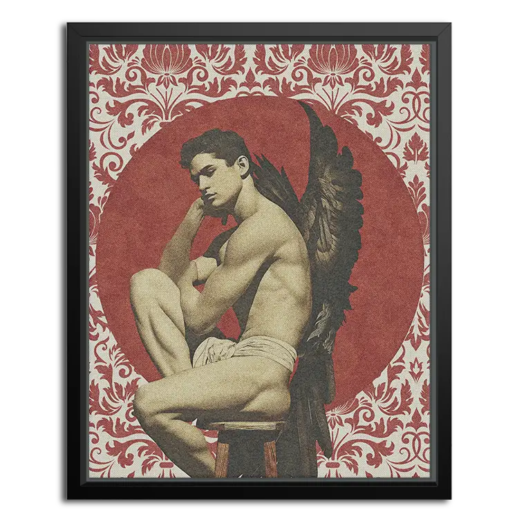 Vintage angel man sitting