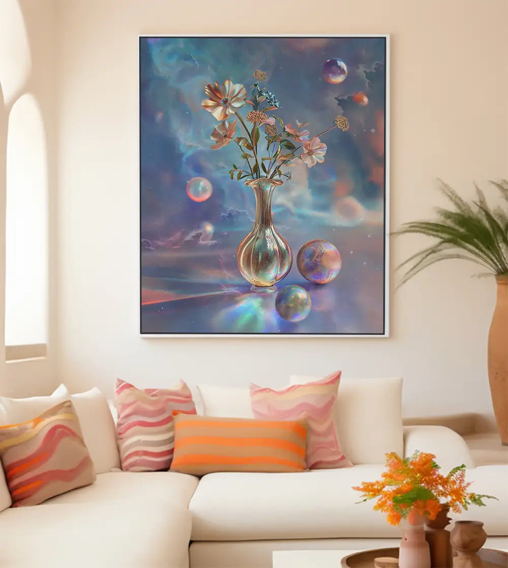 Cosmic Vase Flower -Framed Canvas