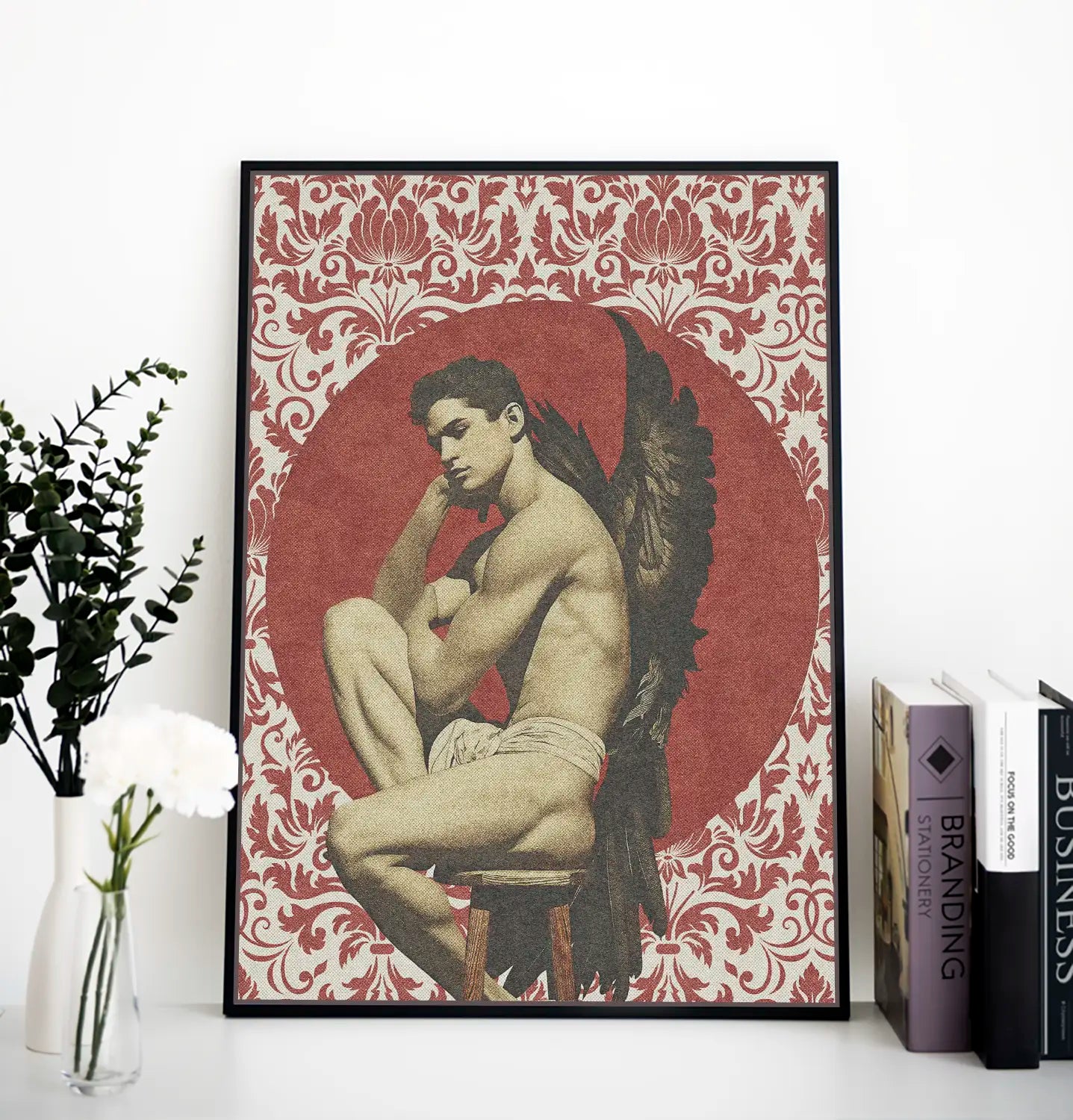 Vintage Thinking Angel - Poster