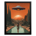 Framed Canvas Space UFO Cosmic Encounter