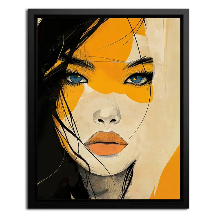 Framed Canvas of Asian girl with blue eye