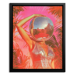 Framed Canvas of women with Disco ball head
