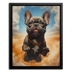Framed Canvas of French bulldog in sky