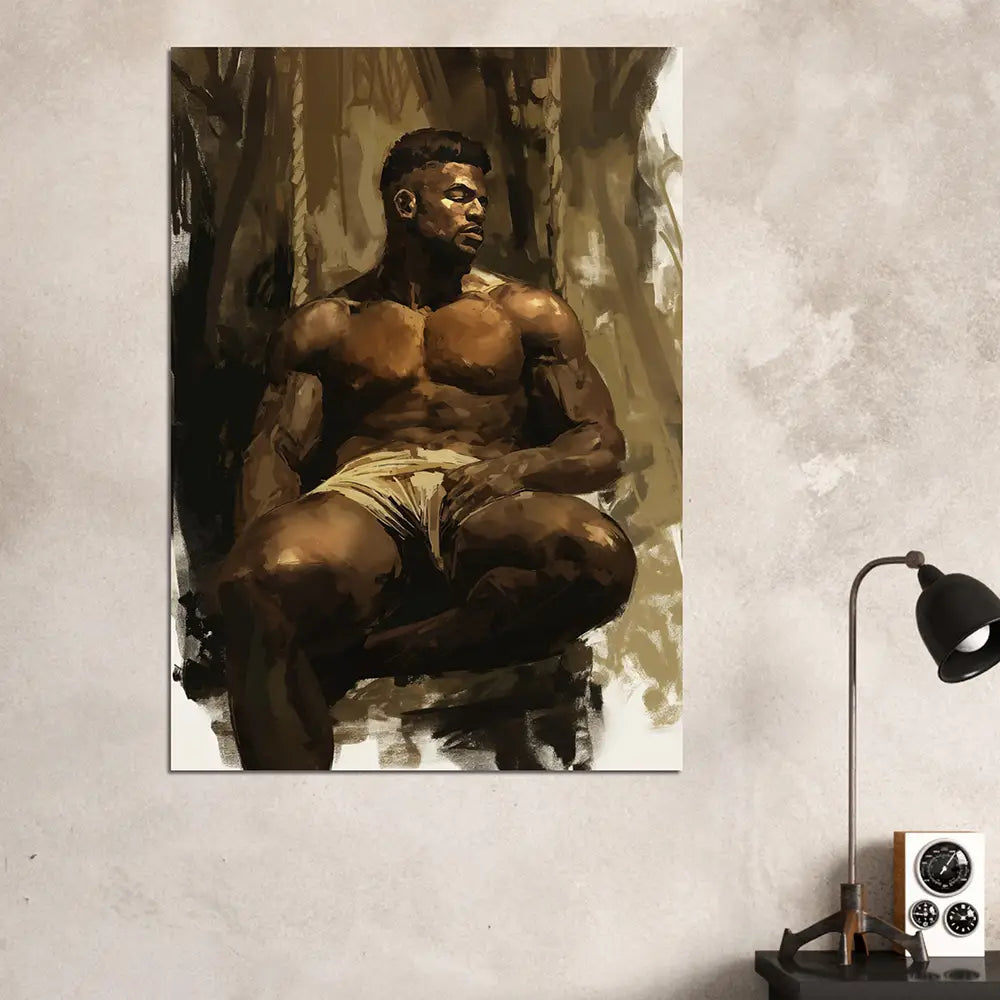 Shirtless black man Poster Print