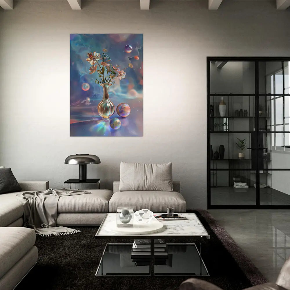 Livingroom with Cosmic art on the wall