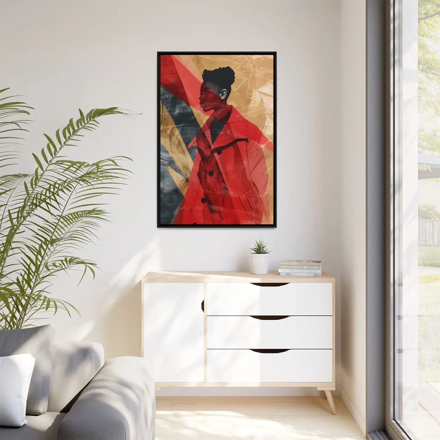 Abstract Red Coat - Framed Canvas