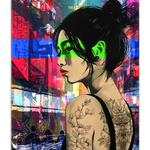 poster Asian women with grunge background