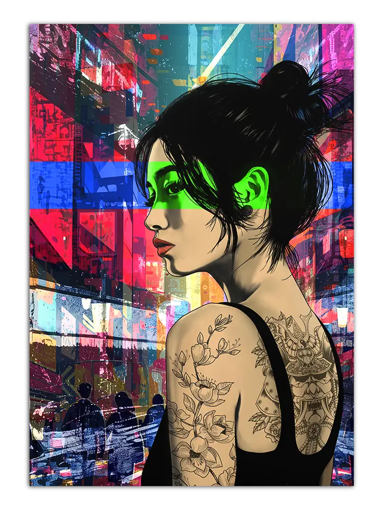 poster Asian women with grunge background