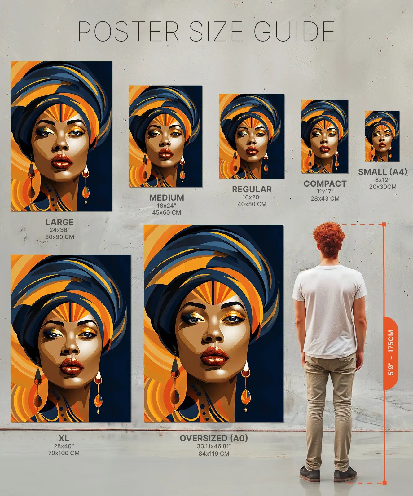Size chart Poster Women Blue Turban