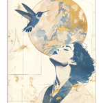 poster women with hummingbird