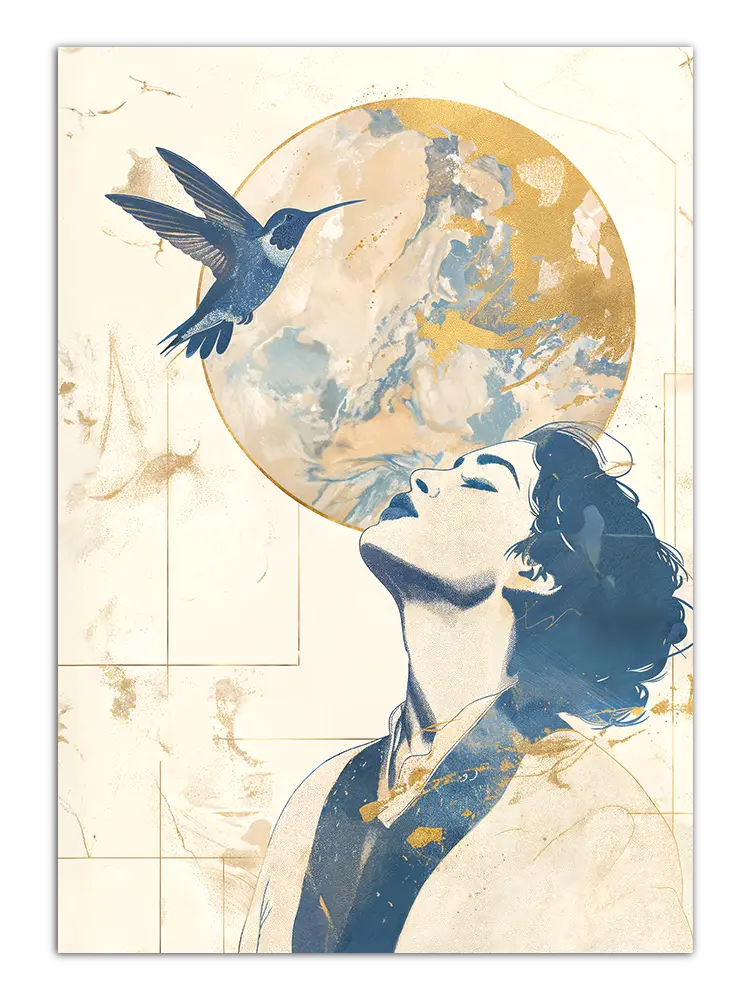 poster women with hummingbird