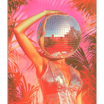 poster women with disco ball head