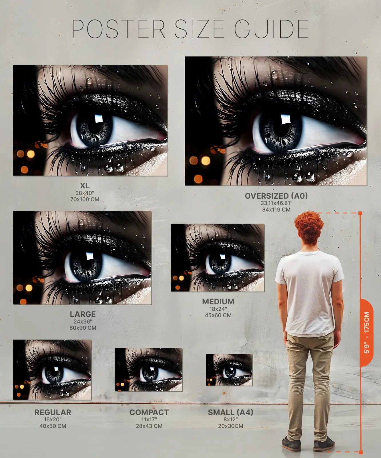 Size chart Poster of Eyes Art