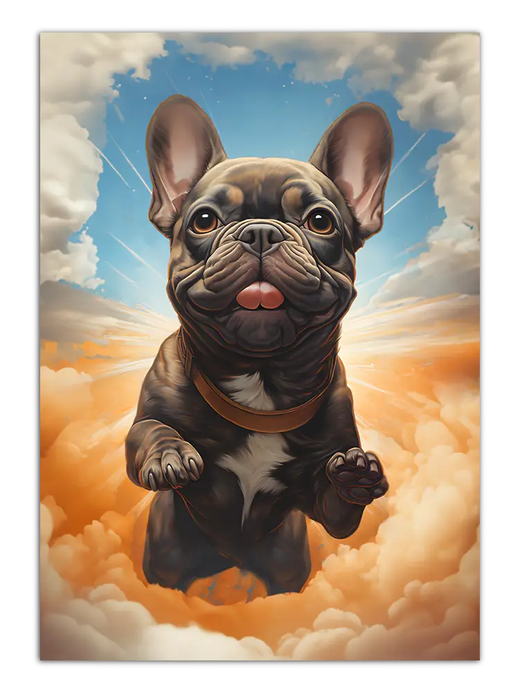 Poster of french bulldog in the sky