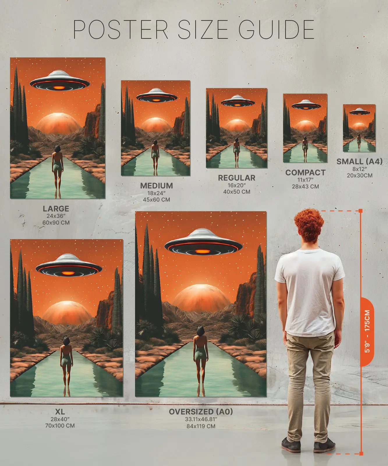 Size chart UFO poster print