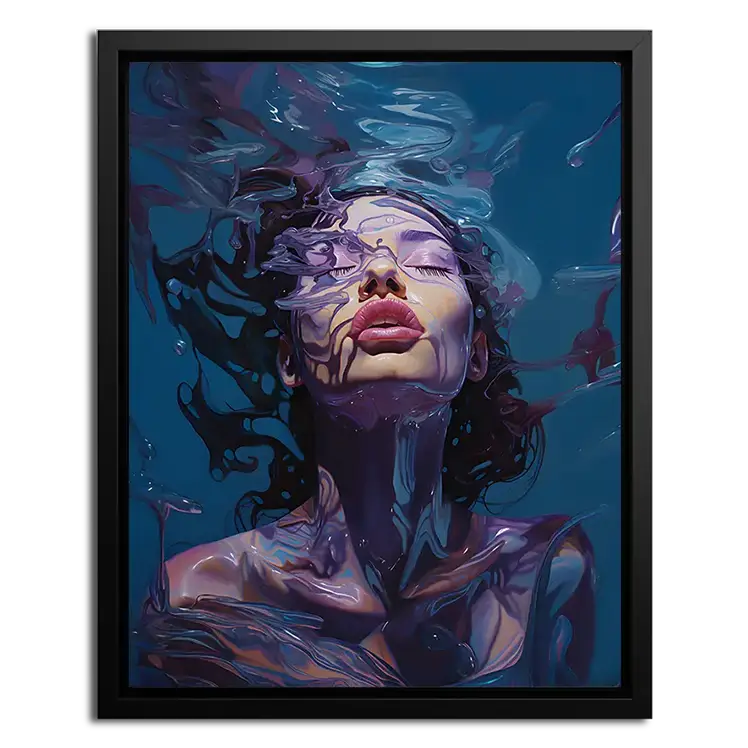 Size chart Framed Canvas Woman under water Liquid