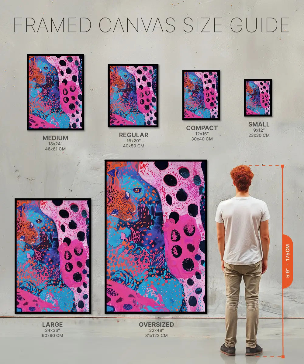 Size chart framed posters abstract giraffe art