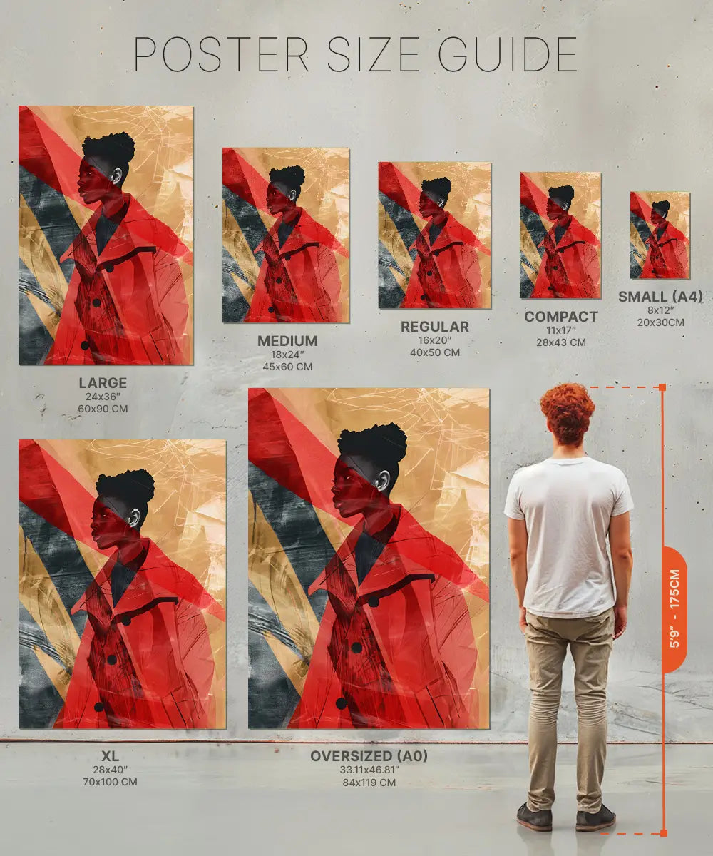 Size chart of Poster Red Coat Women Prints