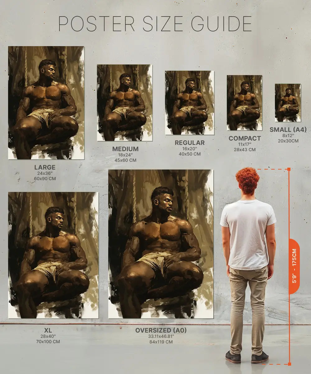 Poster size chart of Shirtless black man Poster Print