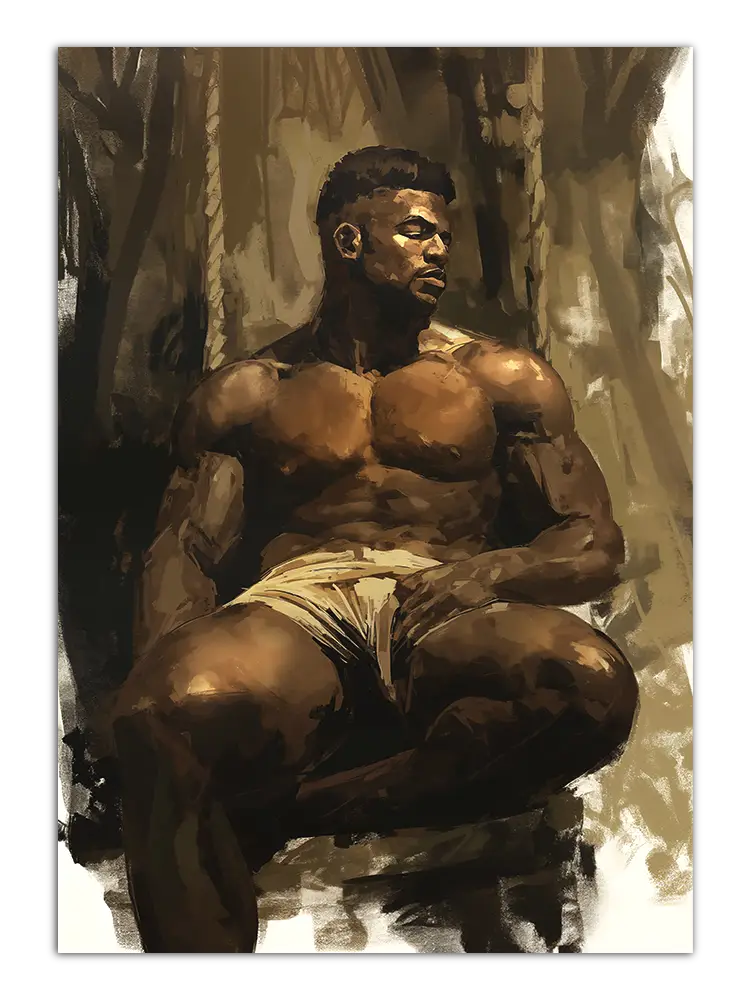 Poster Shirtless black man Poster Print