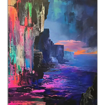 Poster Colorful rockcliff landscape painting 2
