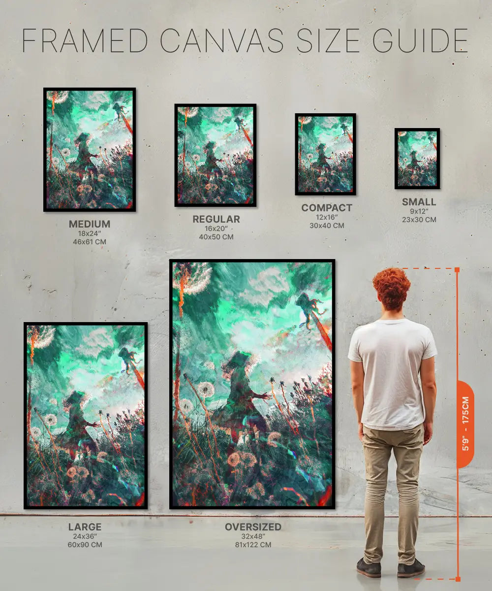 Size chart of Modern dreamy art of dandelion garden