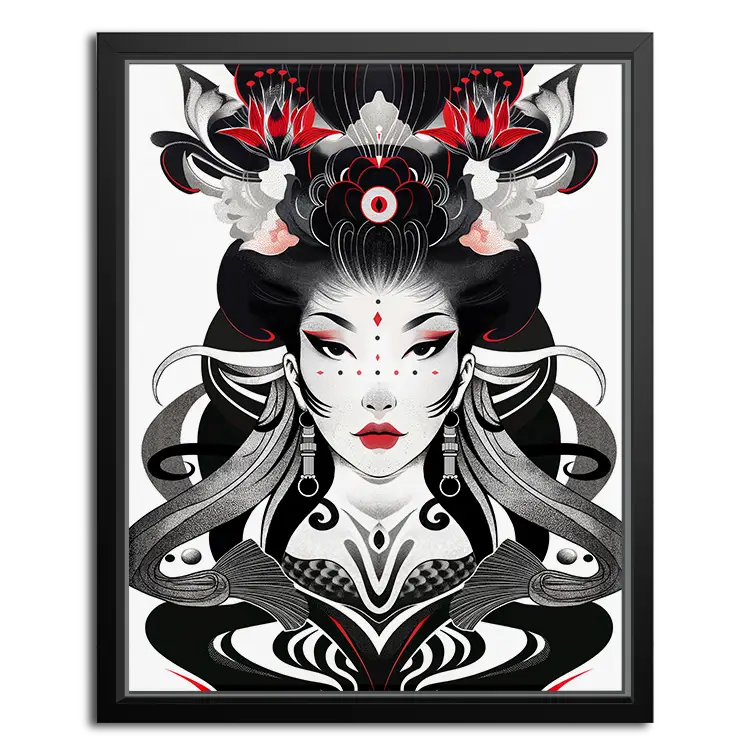 Framed Canvas Warrior Geisha Prints