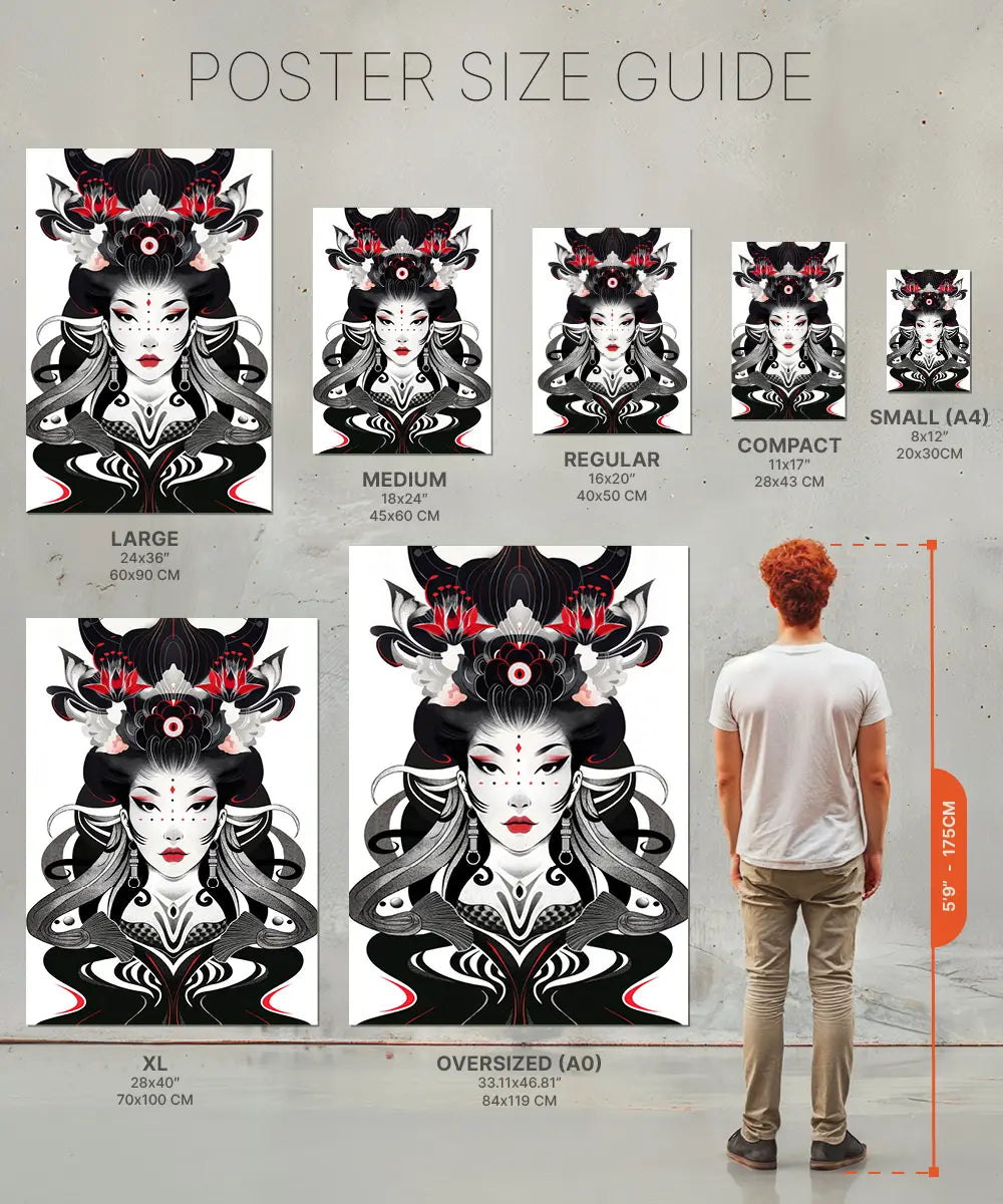 Poster Size chart Warrior Geisha Prints