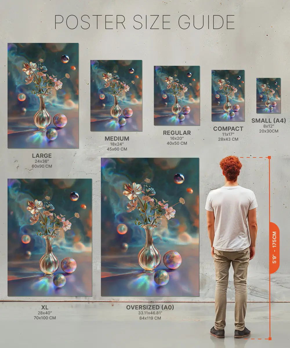 Size chart Futuristic Cosmic Vase Art print