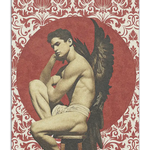 Poster of Vintage angel in red background