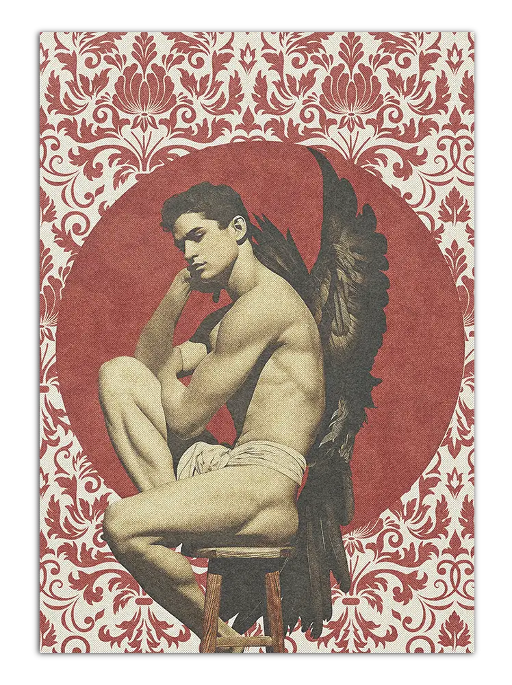 Poster of Vintage angel in red background